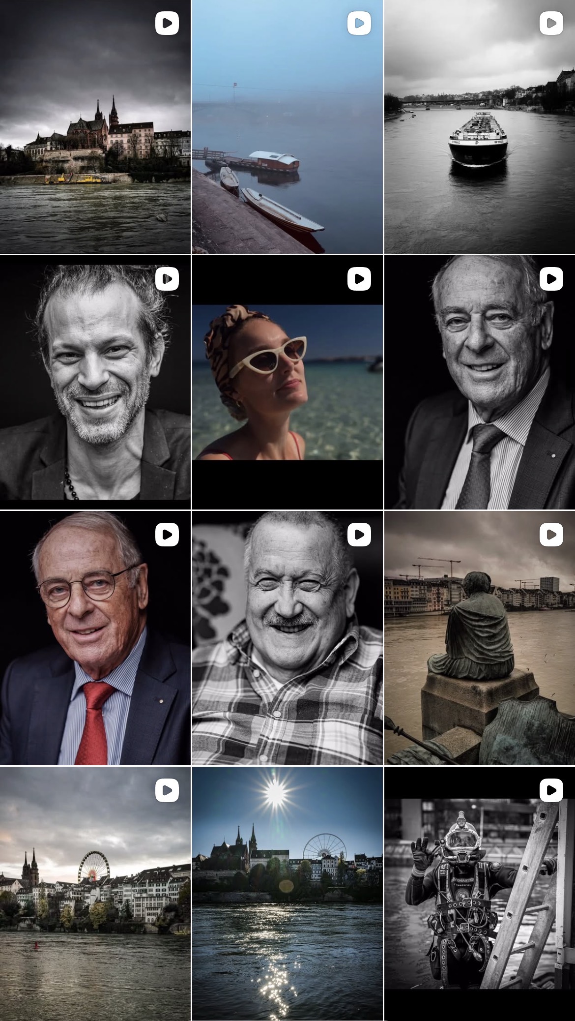 Auswahl von Fotografien von Sven Weitzel: Portraits, Basel am Rhein und Reportagen in Schwarz-Weiss und Farbe